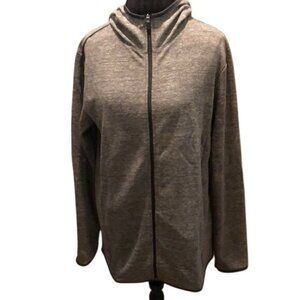 Zip-Up Men's Sweatshirt with Hood - Black/White Static - Size Large